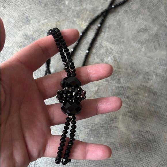 Vintage Austrian Crystal flapper necklace w black crystals - Picture 10 of 12